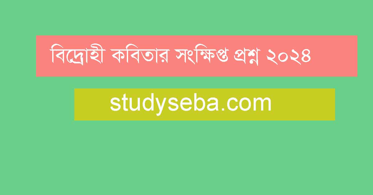 বিদ্রোহী কবিতার সংক্ষিপ্ত প্রশ্ন দেখুন 2024